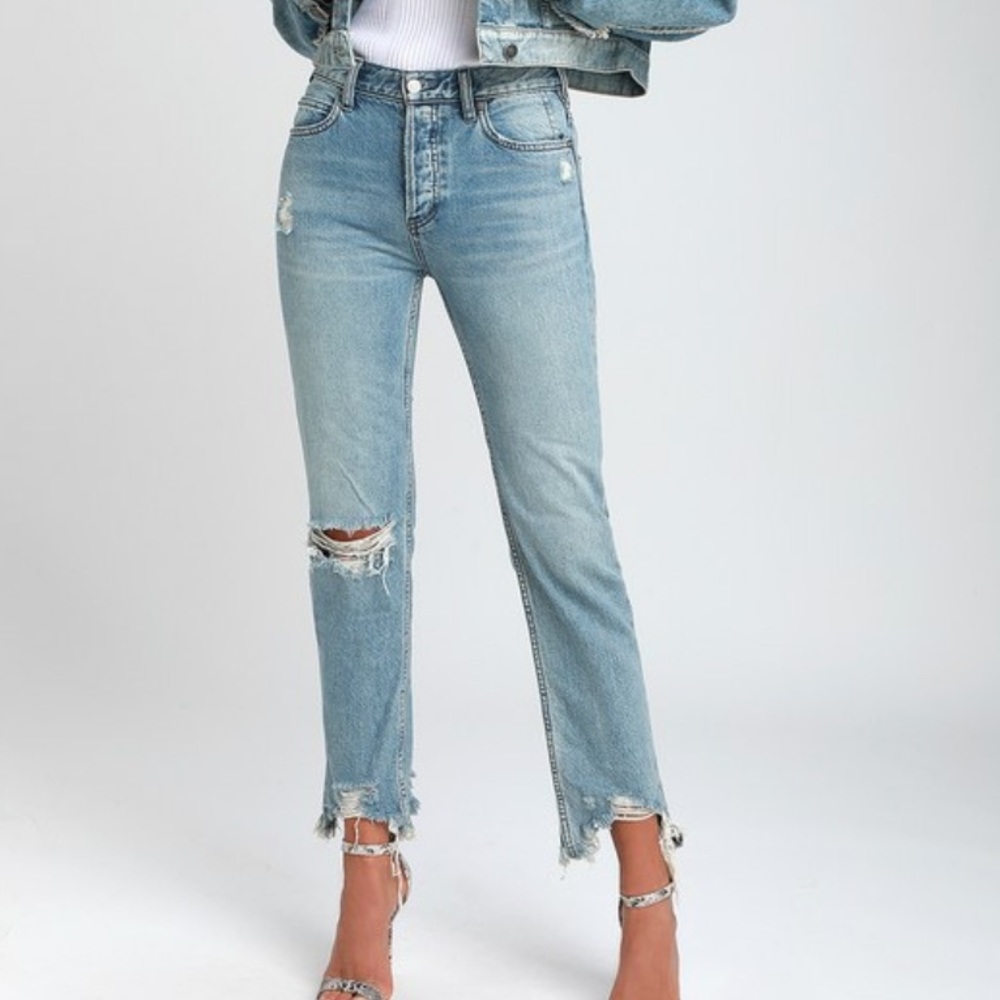 Free People Chewed Up Mid-Rise Straight-Leg Jeans